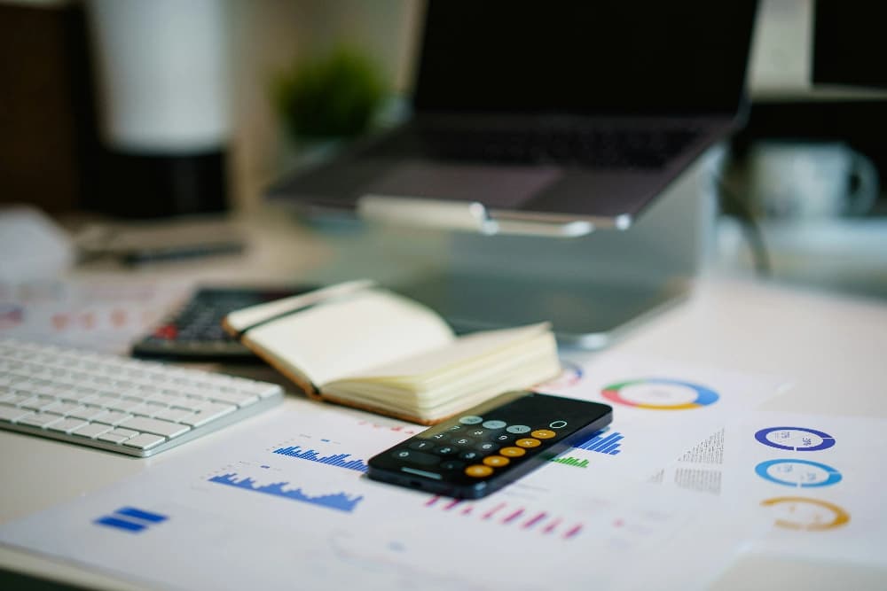 Investment portfolio planning documents and charts